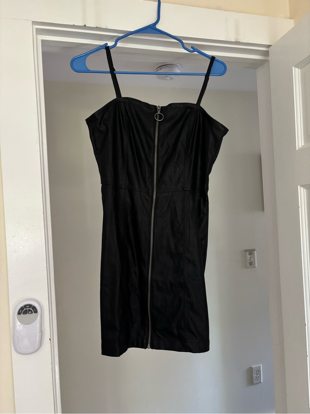 Aeropostale Black Faux Leather Zip-Front Mini Dress